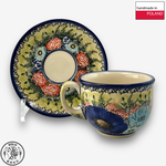 【SOLO Vintage】Cerraf Polish Pottery 200ml Coffee Cup + Saucer Set Song of Wildflowers Series Made in Poland, , large