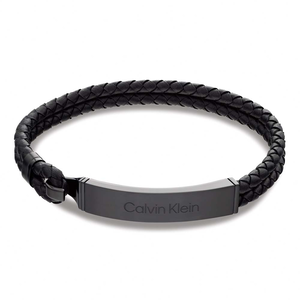 Calvin Klein CK Iconic for Him 黑色皮編織手環 情人節送禮推薦 35000406
