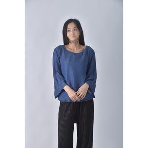 (XL) jinty丹寧牛仔寬鬆圓領藍色長袖上衣二手衣