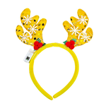 摩達客-聖誕雪花片鹿角髮箍黃色款+LED燈暖白光-耶誕派對交換禮物, , large