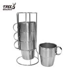 【Treewalker露遊】304不銹鋼咖啡杯(含架)4入, , large