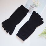[Kaimei Cotton] 8 pairs set, black MIT made in Taiwan, antibacterial and deodorizing flat cotton toe socks, , large