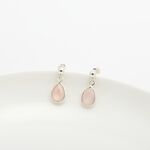 【Angel & Me】圓珠 水滴 粉晶 一對 s925 純銀 耳環 耳夾 情人節, , large