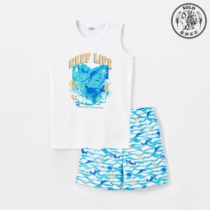 【SOLO Vintage】LCW Boys Coral Reef Adventure T-Shirt & Shorts Set Swimwear Made in Turkey 6-7y