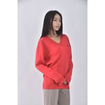 (L) burberryv領紅色長袖上衣二手衣, , large