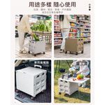 【AOTTO】升級款折疊萬向輪收納桌板購物車-灰白(AC-235W), , large