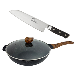 【金永利鋼刀】F8尖鋒三德刀｜全能料理刀+lava cooking 台製32cm七層複合式合金不沾炒鍋