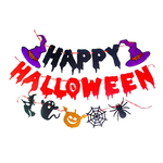 摩達客★萬聖節派對佈置裝飾★萬聖節巫婆紫帽HALLOWEEN3串拉旗, , large