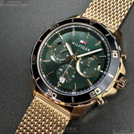 [星晴錶業]TommyHilfiger手錶,44mm,TH00054墨綠色錶面金色錶殼金色米蘭錶帶款, , large