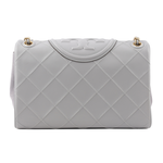Tory Burch Fleming 縫線納帕皮革翻蓋二用包/海灣灰, , large