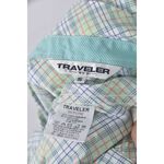 (S) traveler格紋排扣綠色襯衫上衣二手衣, , large