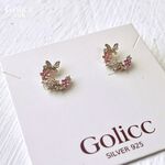 【Gulicc】古莉可 耳環 韓國蝴蝶鑲鑽花朵耳環, , large