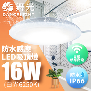 DanceLight舞光 微波感應吸頂燈 1-2坪 16W 防塵防水IP66(白光/黃光)