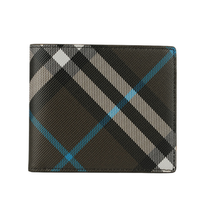 Burberry 經典格紋帆布對開8卡短夾/暖感棕
