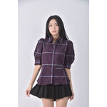 (S) knights bridge棉質格紋紫色短袖上衣二手衣, , large