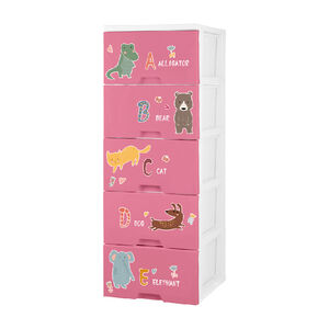 好室喵KD動物字母五層櫃(無輪)-粉<DIY組裝商品>