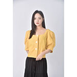 (S) agnes b排扣黃色短袖上衣二手衣, , large