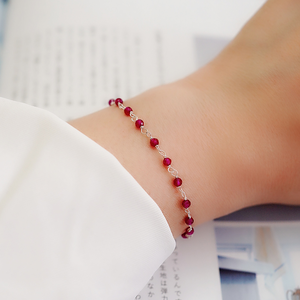 Garnet Curtain Sterling Silver Bracelet