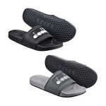 DIADORA迪亞多那 柔軟透氣雲拖鞋 男鞋 簡約 時尚 素色 不吸汗 好穿脫 吸衝 足弓支撐 耐磨 耐穿 止滑 黑 灰, , large
