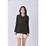 (L) uniqlo質感羊毛黑色長袖上衣二手衣, , large