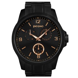 【PICONO】Original chronograph collection stainless steel strap watch-Black / OR-9703
