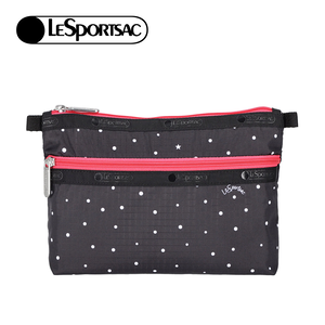 Lesportsac Cosmetic Clutch 雙層拉鍊化妝包 收納袋 盥洗包 女包(俏皮圓點)