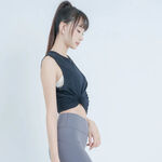 YOGA FLOW Freedom Tank(L) - 圓領拼接長板罩衫 - 烏漆黑 Black, , large