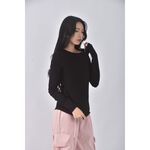 (S) stitch snap韓牌質感黑色長袖上衣二手衣, , large