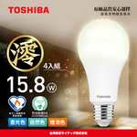 【TOSHIBA 東芝】4入組 澪系列 LED燈泡 15.8W 3年保固 高流明 節能標章(晝光色), , large