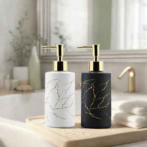 【A&R】北歐岩紋玻璃洗護按壓瓶 320ML 兩色任選