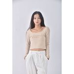 (XS（含）以下) luck修身短版方領杏色長袖上衣二手衣, , large