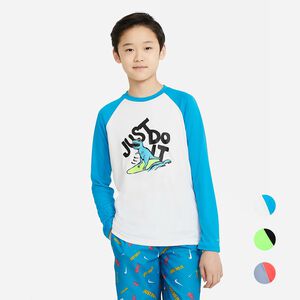 出清 NIKE JDI DINOSAUR 男孩長袖防曬衣 運動T恤 抗UV  恐龍圖案 兒童防曬衣 NESSB840