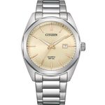 CITIZEN 星辰 限量 紳士日期手錶 送禮-銀x香檳金/41mm BI5110-54B, , large