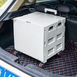 【AOTTO】升級款折疊萬向輪收納桌板購物車-灰白(AC-235W), , large