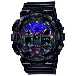 CASIO 卡西歐 G-SHOCK AI 探索虛擬彩虹系列雙顯手錶 GA-100RGB-1A