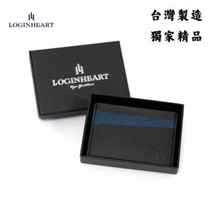 [LOGINHEART]免取卡正面感應卡夾 紳士黑藍 可客製 悠遊卡/信用卡/各類卡片 直接感應不受其他卡片干擾