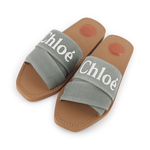 CHLOE' WOODY FLAT MULE 棉質牛仔平底拖鞋35/森林綠, , large
