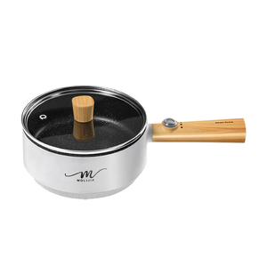【MOLIJIA】1.6L-M18 Multifunctional Non-stick Electric Cooking Pot - White Wood Grain