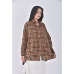 (F) queenshop韓牌質感格紋黃色長袖上衣二手衣, , large
