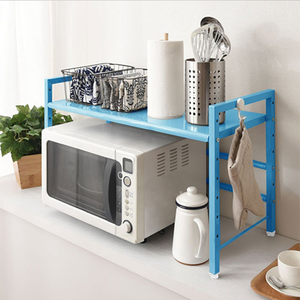《C&B》元森廚房桌上流理台上伸縮單層置物架/台灣製造-地中海藍