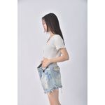(XL) ujufj丹寧牛仔質感棉質純棉藍色短裙二手衣, , large