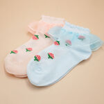[Kaimei Cotton Industry] 12 pairs set, random and excellent, MIT made in Taiwan, pure cotton comfortable styling children's socks, strawberry lace style, 14-17cm, , large
