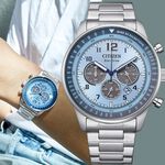 CITIZEN 星辰 光動能三眼計時手錶 CA4500-83M, , large