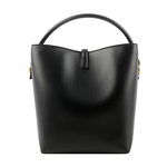 YSL LE 37 金釦小牛皮二用水桶包/黑色, , large