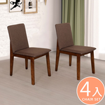 【Homelike】喜家居實木布面餐椅-4入組(胡桃色)(2366), , large