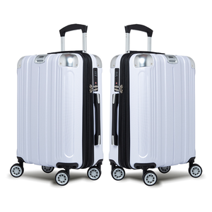 【Alldma鷗德馬】25吋卡夢紋拉鏈行李箱M5-白色(贈保護套C2+B2棋盤束帶+多功能海關鎖)