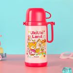 【日本孔雀Peacock】日系兒童隨身316不鏽鋼保冷保溫杯水壺580ML(握把+背帶設計)-桃紅小熊, , large