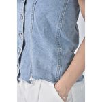 (S) 【安于晴Charlene私服】丹寧牛仔質感抹胸藍色上衣二手衣, , large