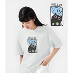 JZ TEE 黑貓-HELLO 印花短袖T恤, , large
