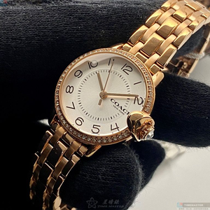 [星晴錶業]COACH手錶,28mm,CH00133白色錶面玫瑰金錶殼玫瑰金色精鋼錶帶款